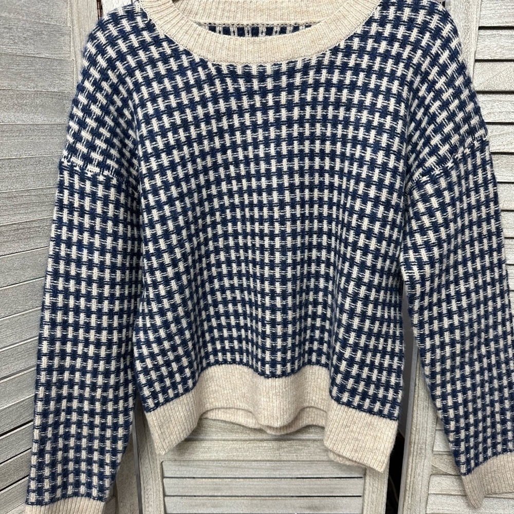 Flag & Anthem Navy and Cream Checkered Sweater soft